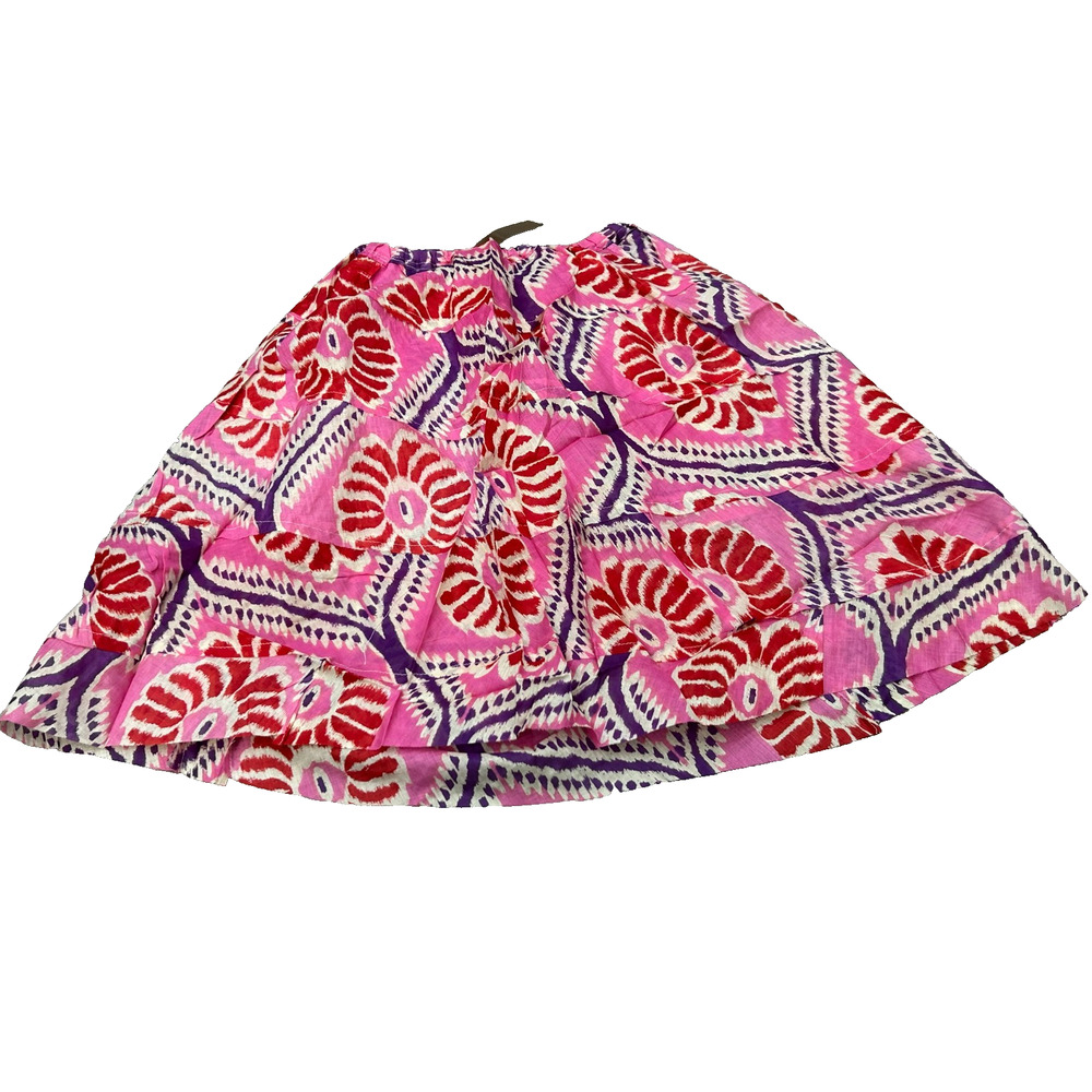 Raj Womens Multicolor Floral Cotton Elastic Waist Flare Midi Skirt One Size‎ NWT